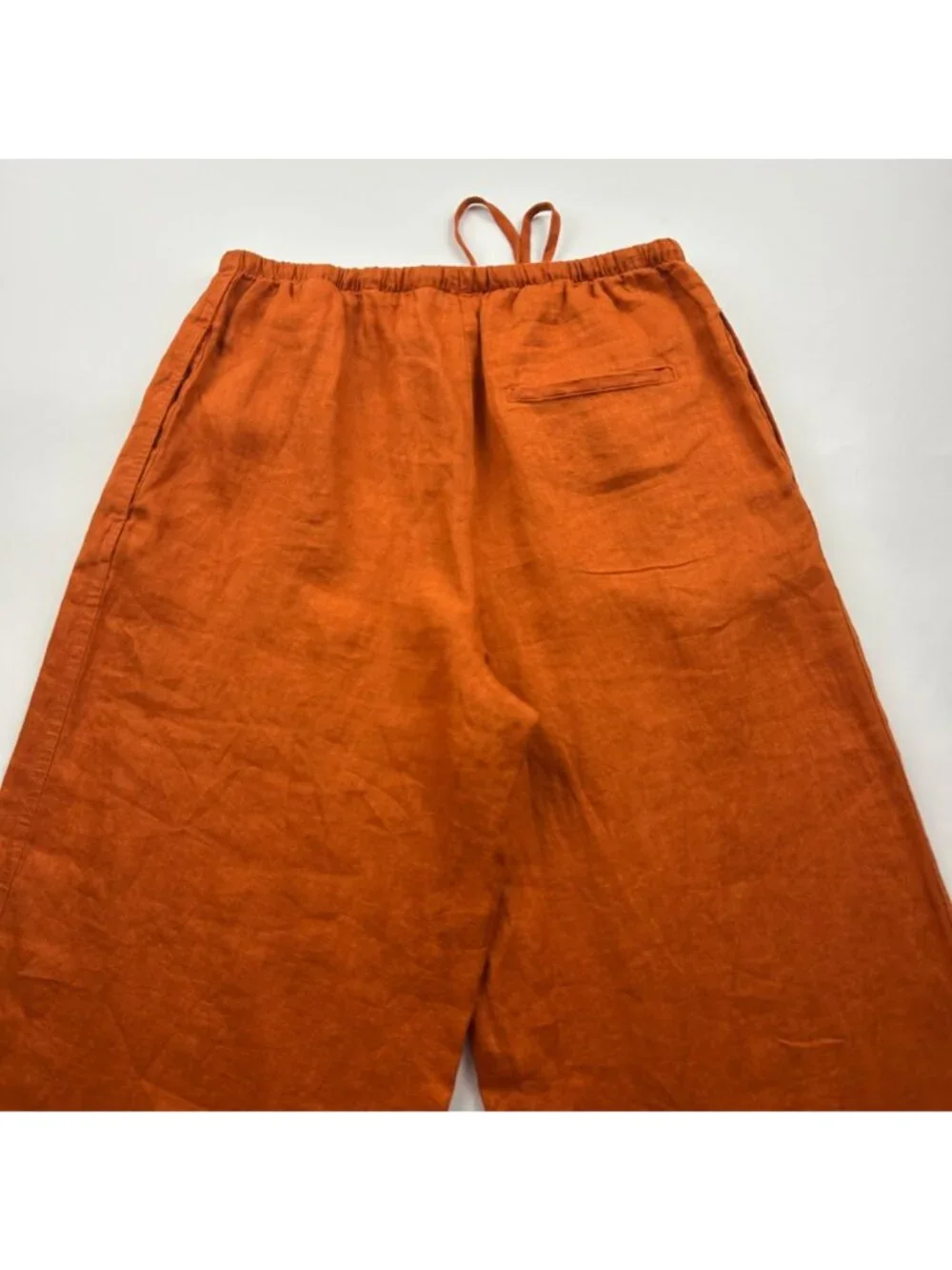 LONG Zara Pumpkin Orange Linen Wide Leg Pant S